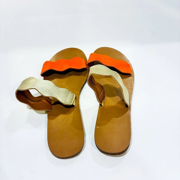 J. CREW Scalloped Metallic Leather Sandals - Picture 6 of 8